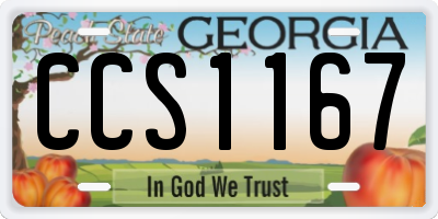 GA license plate CCS1167