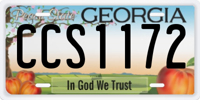 GA license plate CCS1172