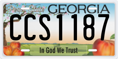 GA license plate CCS1187