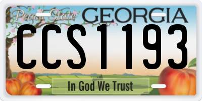 GA license plate CCS1193