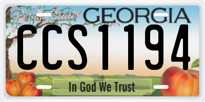 GA license plate CCS1194