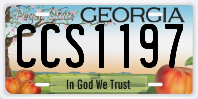 GA license plate CCS1197
