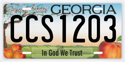 GA license plate CCS1203