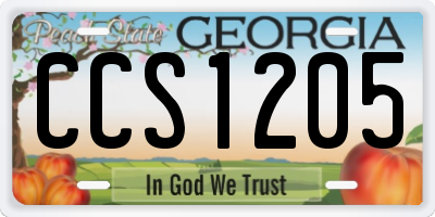 GA license plate CCS1205