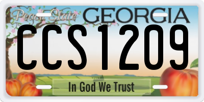 GA license plate CCS1209