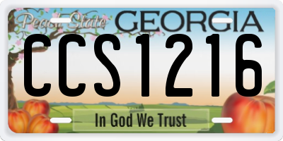 GA license plate CCS1216