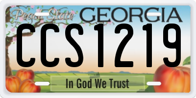 GA license plate CCS1219