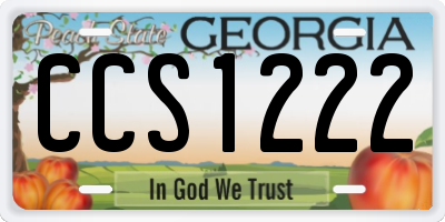 GA license plate CCS1222