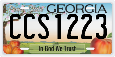 GA license plate CCS1223