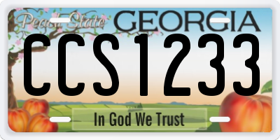 GA license plate CCS1233