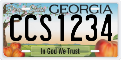 GA license plate CCS1234