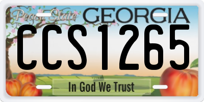 GA license plate CCS1265