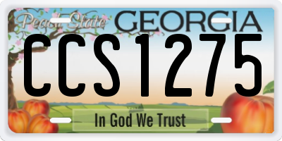 GA license plate CCS1275