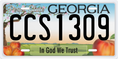 GA license plate CCS1309