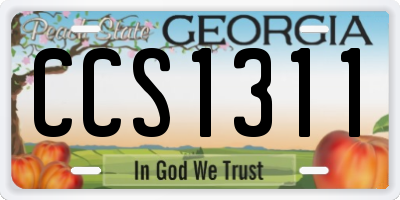 GA license plate CCS1311