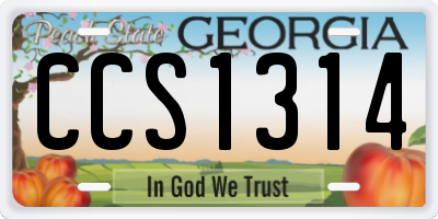 GA license plate CCS1314