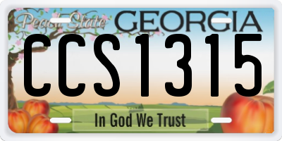 GA license plate CCS1315