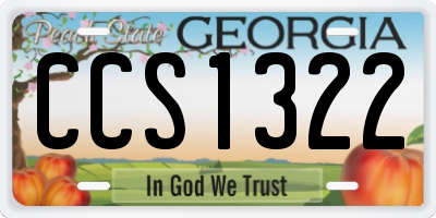 GA license plate CCS1322