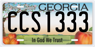 GA license plate CCS1333