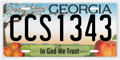 GA license plate CCS1343