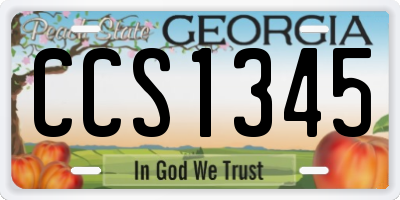 GA license plate CCS1345