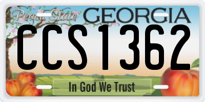 GA license plate CCS1362