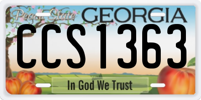 GA license plate CCS1363