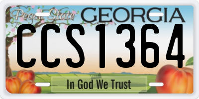 GA license plate CCS1364