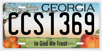 GA license plate CCS1369