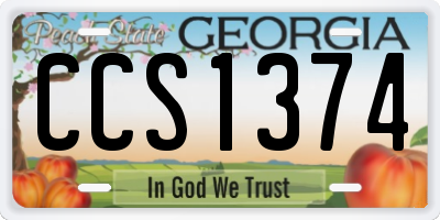 GA license plate CCS1374