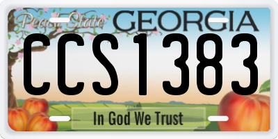 GA license plate CCS1383