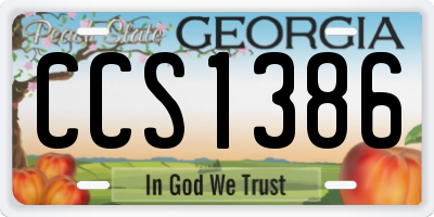 GA license plate CCS1386
