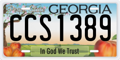 GA license plate CCS1389