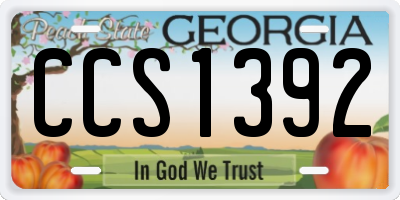 GA license plate CCS1392