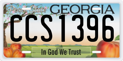 GA license plate CCS1396