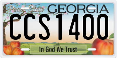 GA license plate CCS1400