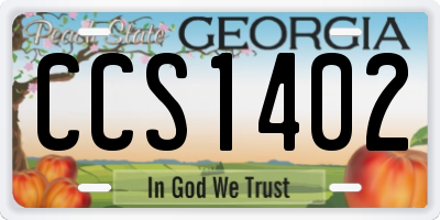 GA license plate CCS1402
