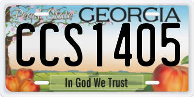 GA license plate CCS1405