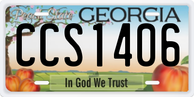 GA license plate CCS1406