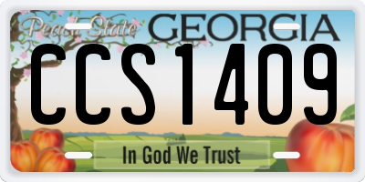 GA license plate CCS1409