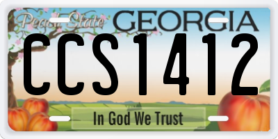 GA license plate CCS1412