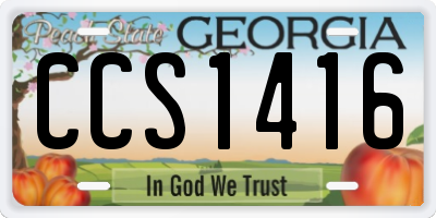GA license plate CCS1416