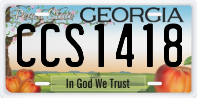 GA license plate CCS1418