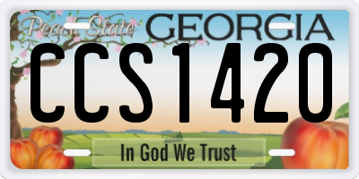 GA license plate CCS1420
