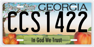 GA license plate CCS1422