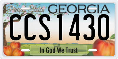 GA license plate CCS1430