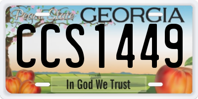 GA license plate CCS1449