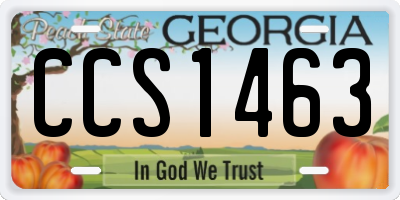 GA license plate CCS1463