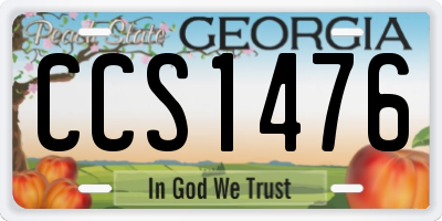 GA license plate CCS1476