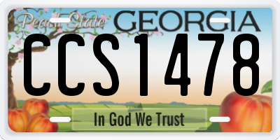 GA license plate CCS1478